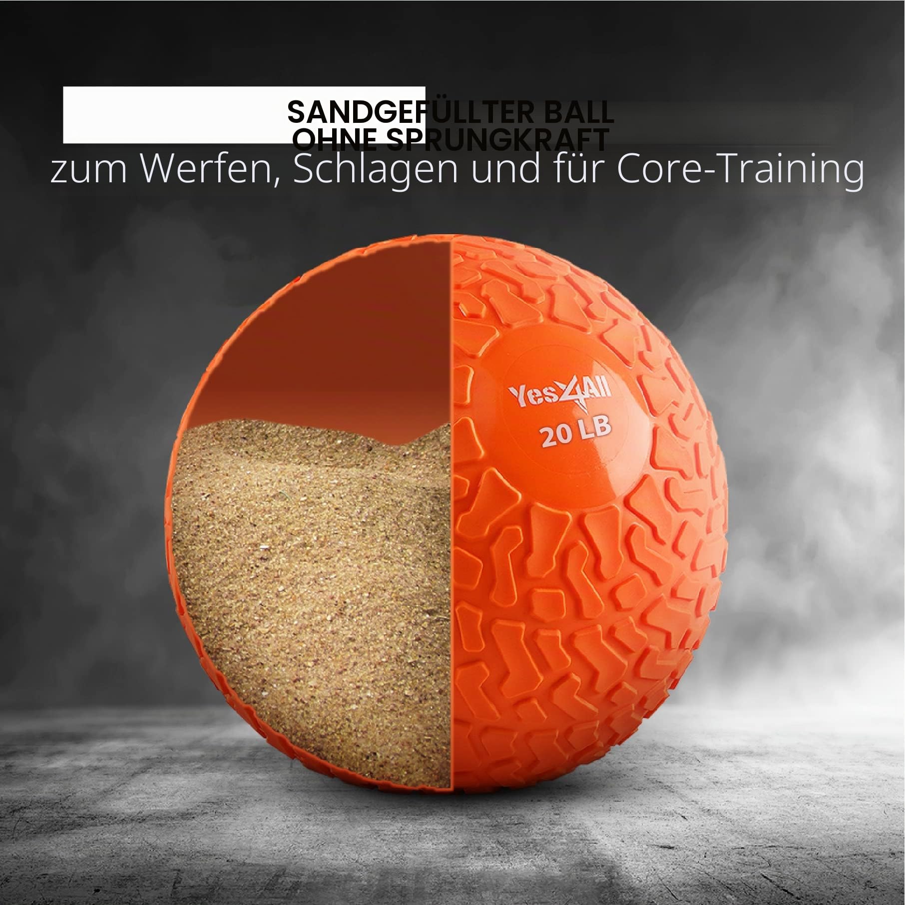 Yes4All Medizinball Slam Balls - 4.5kg, 6.8kg, 9kg, 11.3kg, 13.6kg, 18kg - Lauffläche Schwarz, Blau, Türkis, Orange & Glänzend für Kraft, Power und Workout