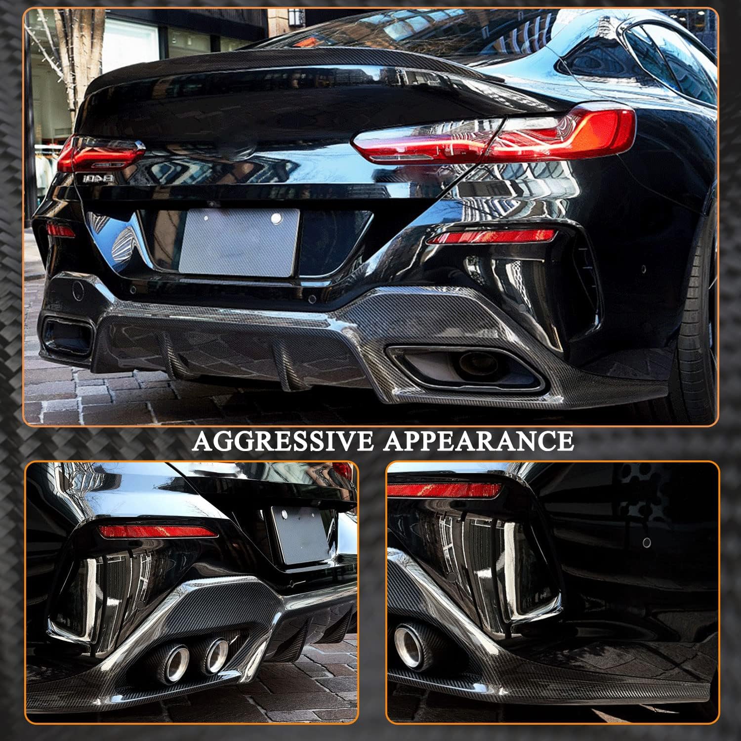 Dry Carbon Fiber Rear Diffuser for BMW 8 Series G16 840i xDrive 2019-2021Gran Coupe M-Sport Sedan 4-Door Rear Lower Bumper Lip Diffuser Spoiler Body Kit
