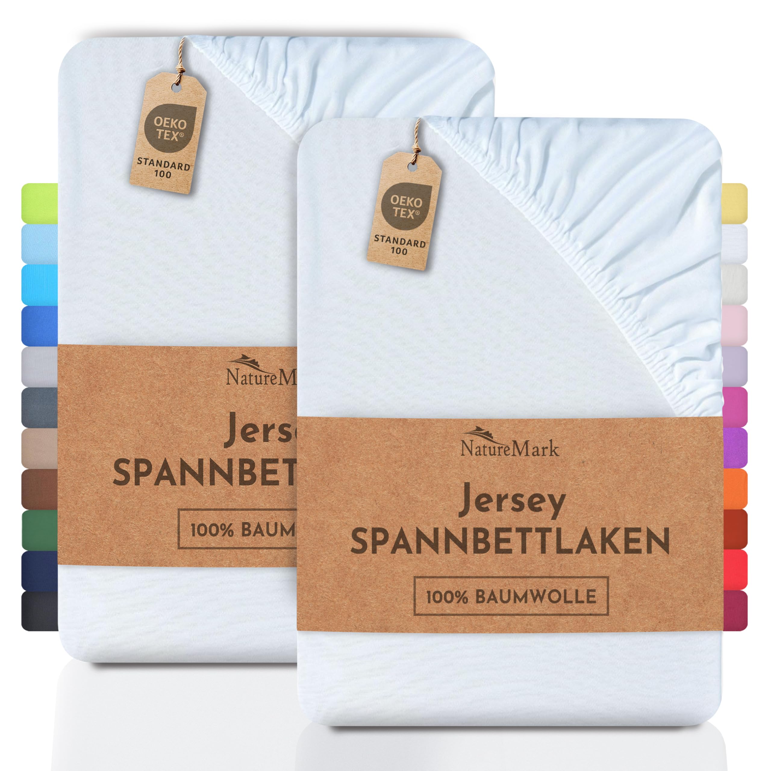 2 Jersey Spannbettlaken Spannbetttuch Baumwolle Qualität Ökotex Standard 100