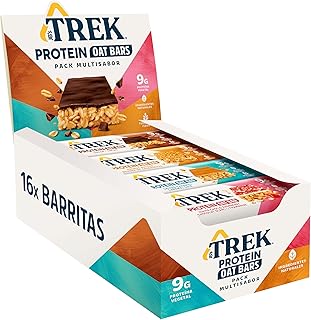 TREK Barrita Proteíca de Avena | Pack Multisabor | Plant-Based | Sin Gluten | Vegano | 16 x 50g Barritas | 800g