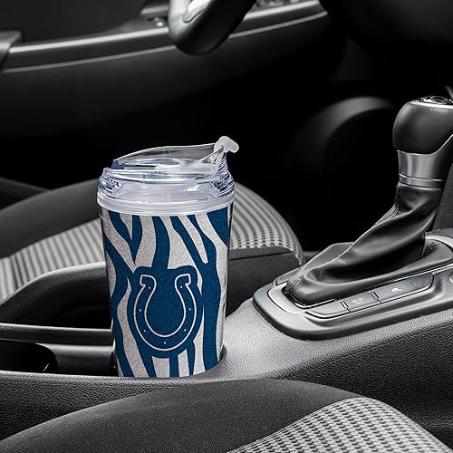 Miniatura 285 de Rico Industries NFL - Vaso de purpurina acrílica de 24 onzas con tapa con bisagras, vaso de doble pared con licencia oficial y popote Tie Dye