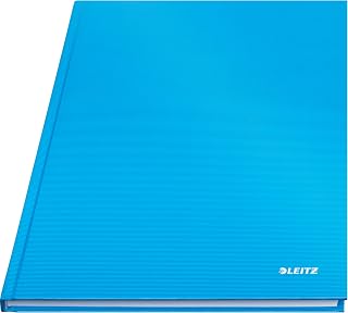 Leitz A4 Notizbuch liniert, 160 Seiten, 80 Blatt FSC zertifiziertes 80 g/m² Papier, Stabiler, kratzfester Hardcover-Einband, Für Büro, Schule oder als Tagebuch, Solid Serie, Hellblau, 46650030