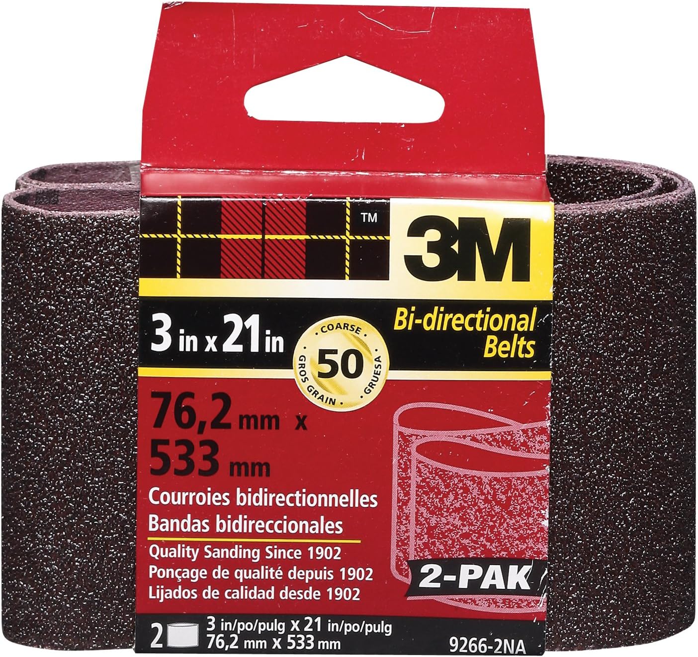 3M 9266NA2 3" X 21" Coarse Power Sanding Belts 2 Pack Sander Belts