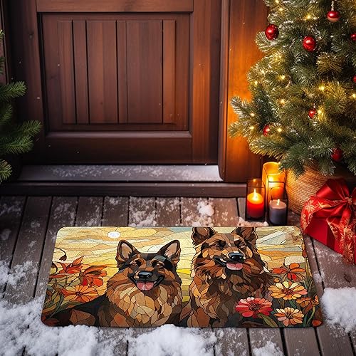 Miniatura 7 de V VIBEPY Tapete impreso de pastor alemán, tapete de pastor alemán de Navidad, 24 x 16 pulgadas, 30 x 18 pulgadas, regalo para amante del pastor