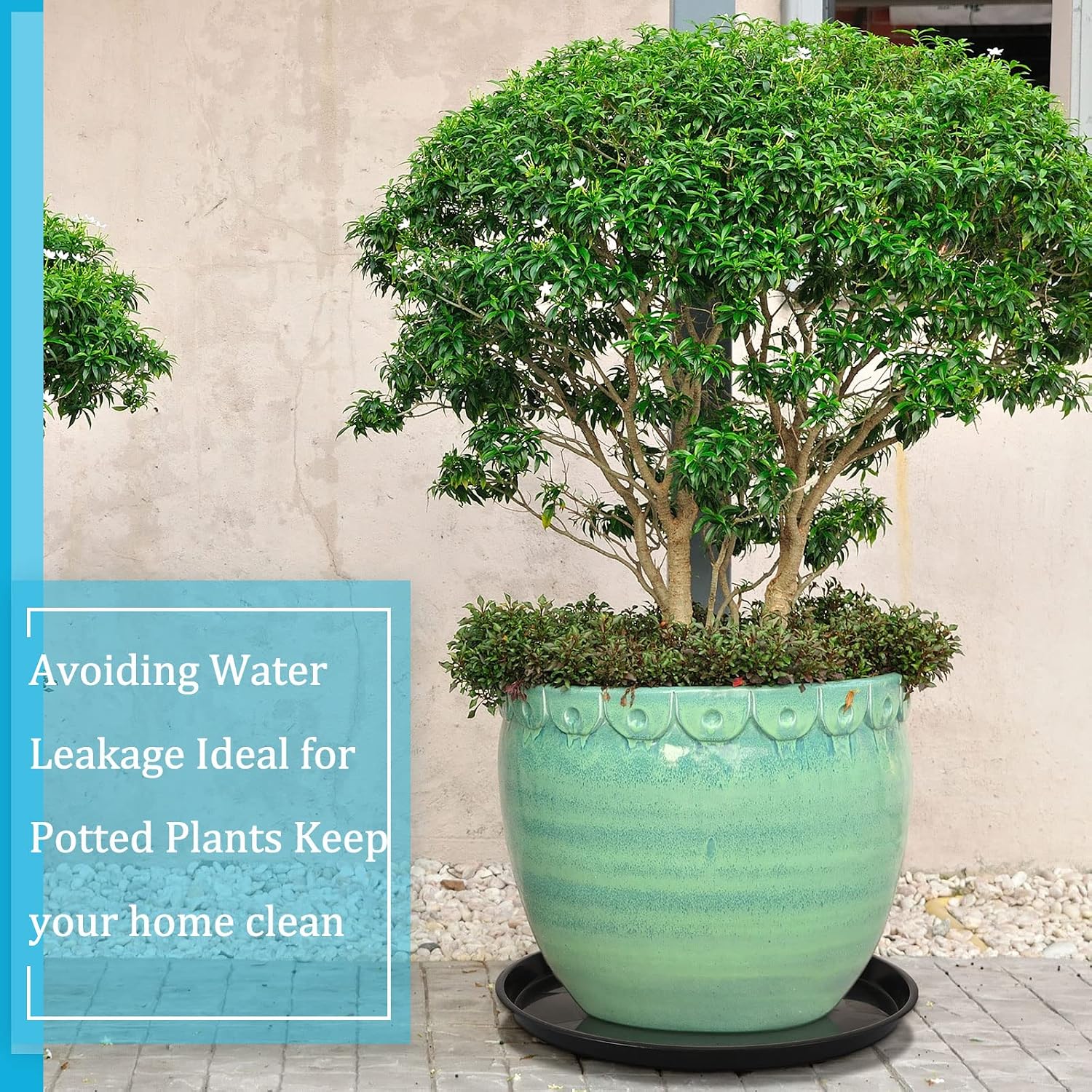 Eccliy 10 Packs 23 Inch Plastic Large Plant Saucers Heavy Duty Planter Trays Jumbo Flower Pot Saucers Plastic Water Trays for Indoors and Outdoors