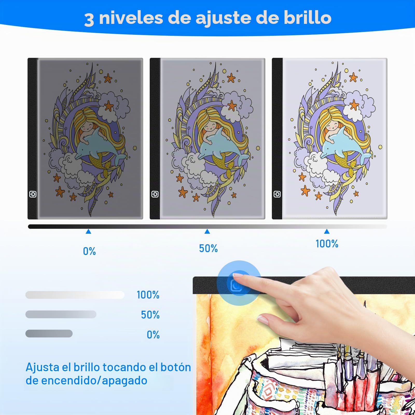 VFANDV Mesa de Luz A3, LED Tableta de Luz Dibujo de Dibujo Portátil con Brillo Ajustable Mesa de Luz para Calcar con Cable USB Mesa de Luz de Dibujo para Bocetos Diseño Dibujo Diamante Pintura