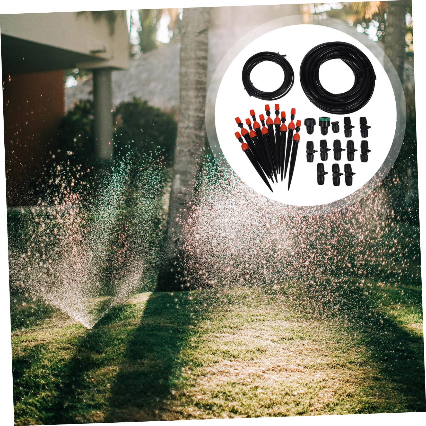 Irrigatore Giardino Automatico Impianto a Goccia per Erba Piante Esterne Timer Regolabile Nebulizzazione Spruzzatore Acqua Fai da Te