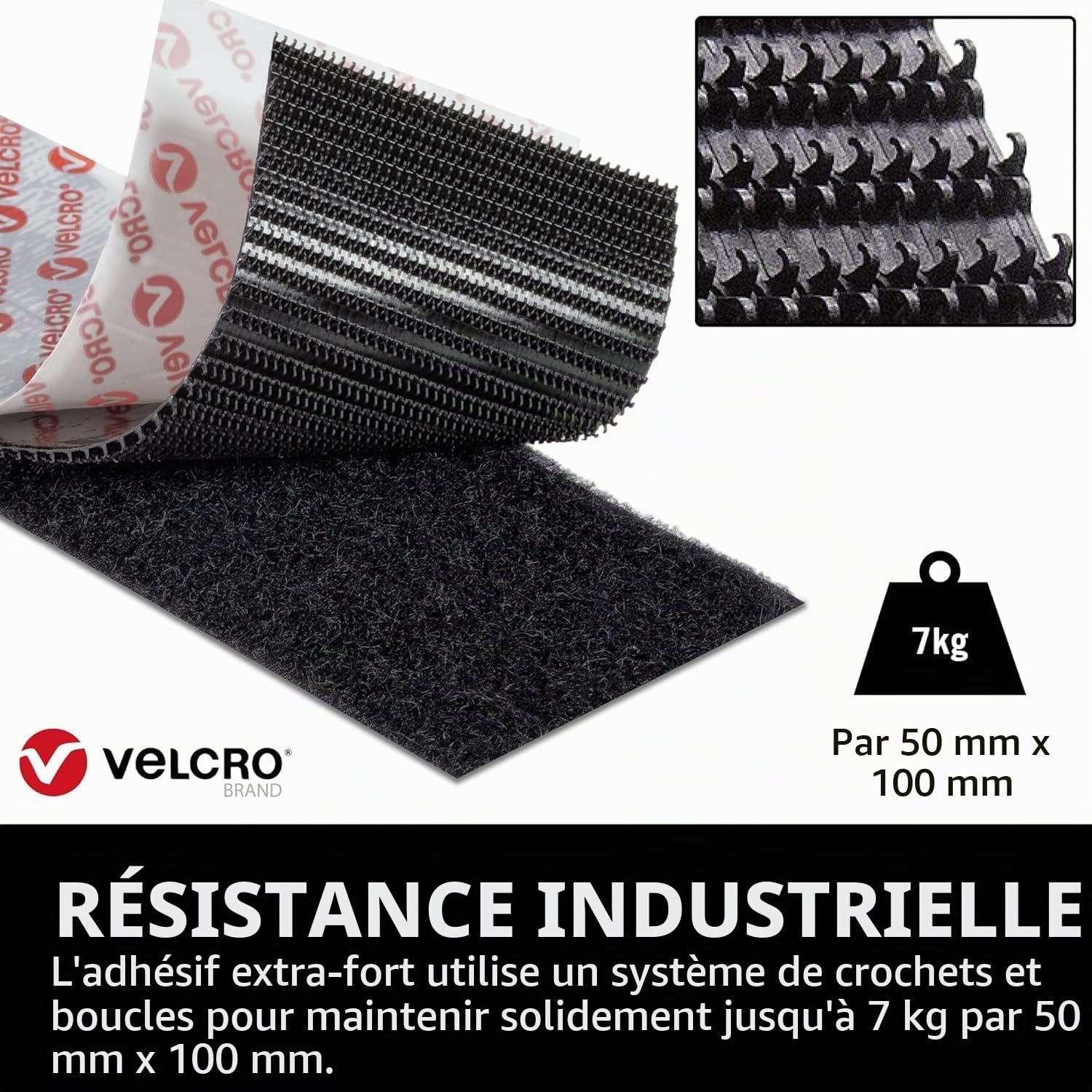 VELCRO Brand Bandes haute résistance, Blanc 50mm x 100mm, x15 | Bandes auto-agrippantes adhésives haute résistance, pour la maison et la décoration