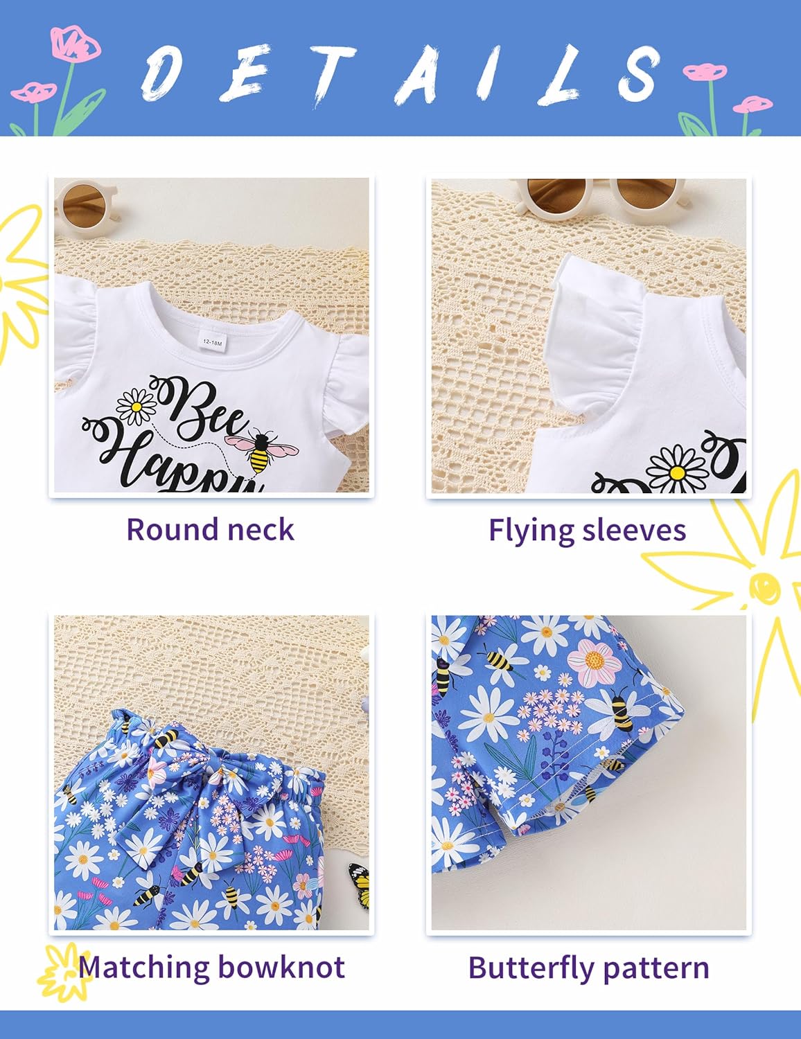 YOUNGER TREE Toddler Baby Girl Clothes Ruffle Short Sleeves T-Shirt Tops and Shorts Set Cute Summer Outfits - Image 4
