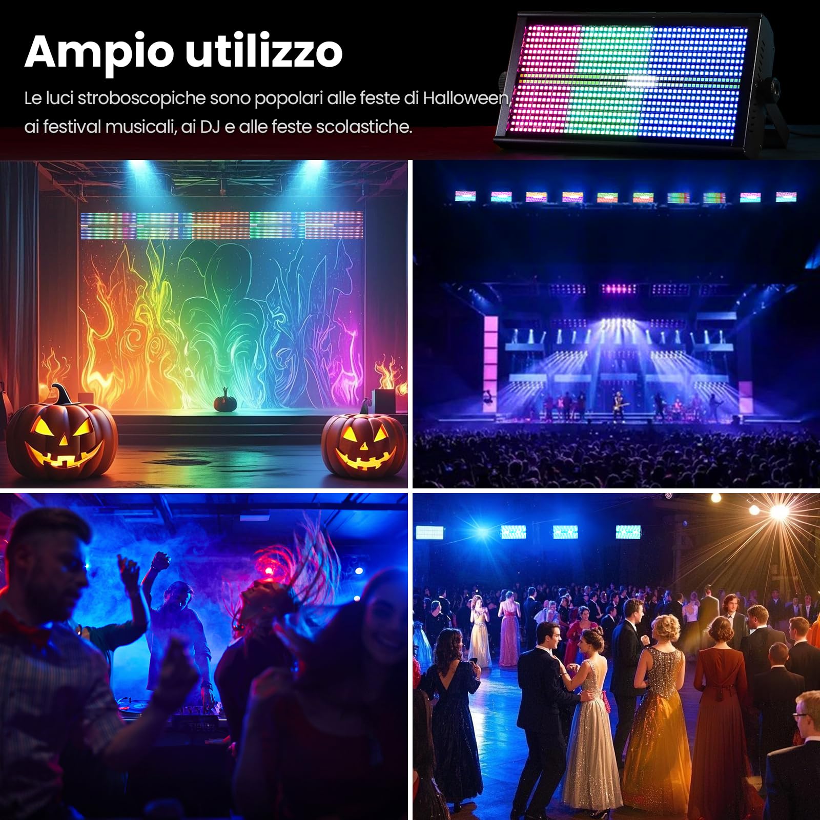 BETOPPER 260W LED Strobo Luce Stroboscopica,768 LED Effetti Flash e Wash, Dinamici con Pixel Mapping e Controllo Zonale - Per Discoteche, Concerti, Eventi e Show Light (2pz)