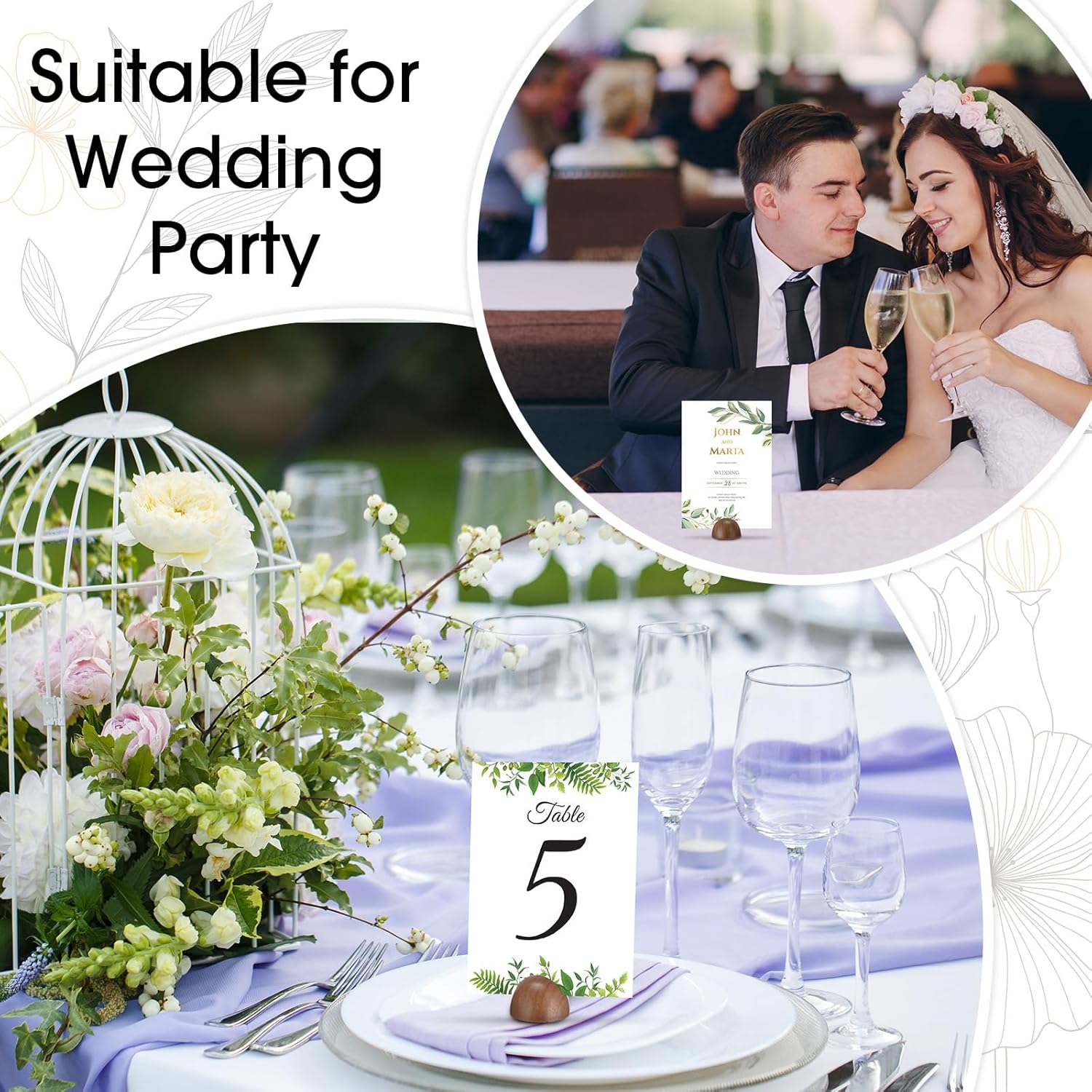 Yalikop 50 Pcs Wooden Table Number Stands Round Place Card Holder Wedding Table Numbers Holder for Office Tag Photo Menu Clips Display Restaurant Retail Shop Banquet Birthday Decoration