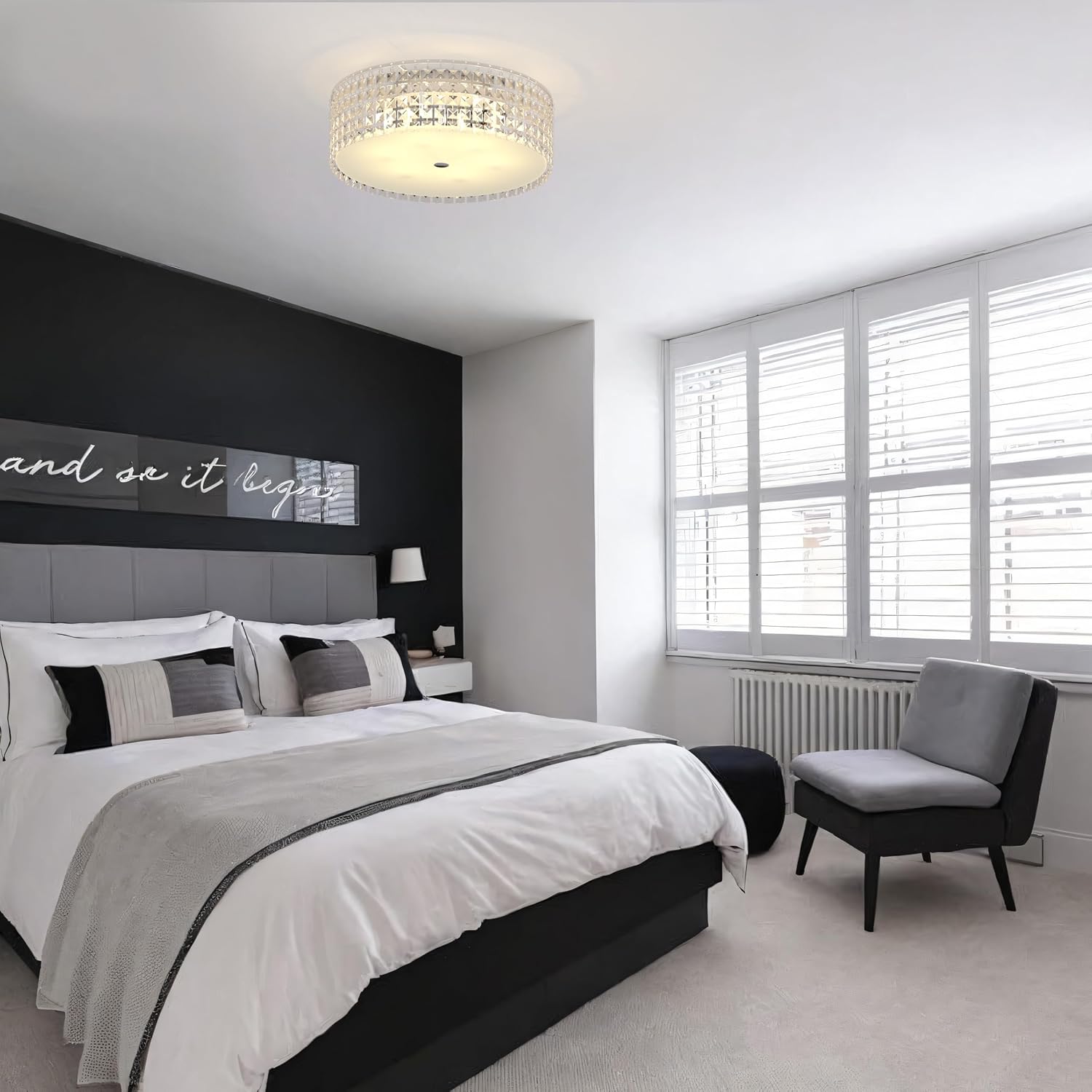 BAZZ PL3416ON Glam Round Ceiling Fixture Halogen Easy Installation Dimmable with 6 G9 Bulbs Included, 16"