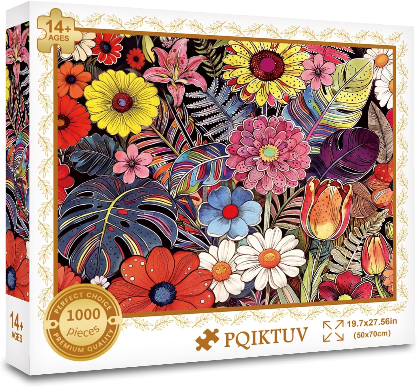 1000 Piece Puzzle for Adults, Fantasy Magical Forest Flowers Jigsaw Puzzle, Scenic Wall Decor, 27.56" x 19.7"