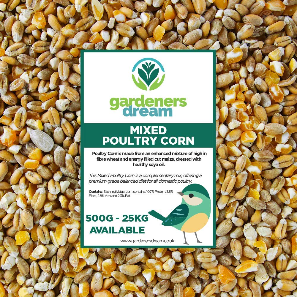 GardenersDream Mixed Poultry Corn | Premium Quality Natural Feed Mix | Rich in Vitamins and Calcium | Chicken Duck Geese Food | Helps Develop Strong Beaks, Tough Bones & Healthy Feathers (20kg)