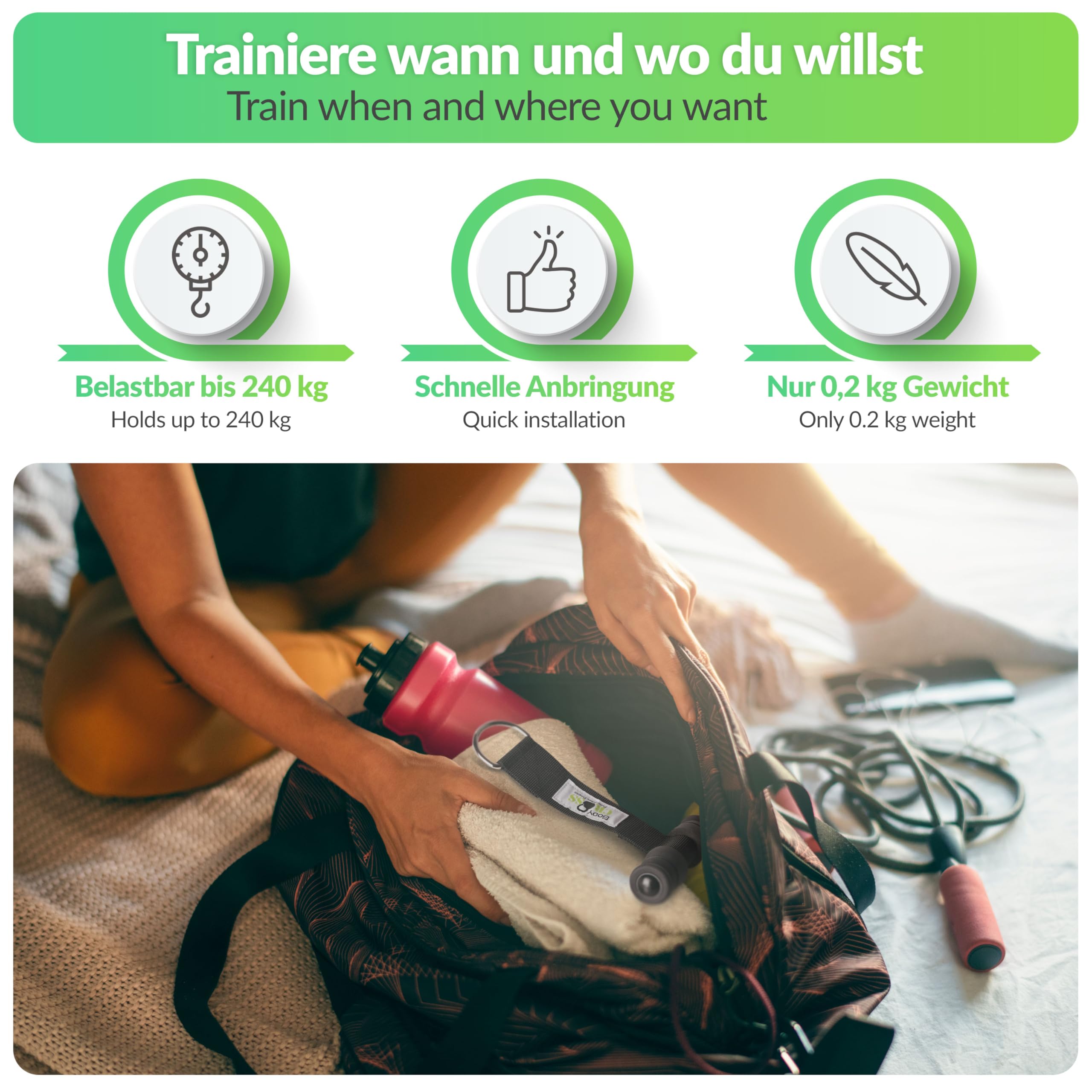 BodyCROSS Premium Türanker, Stabile für Effektives Indoor & Outdoor Training, Sicher und Langlebig, 10 Jahre Garantie, Professionelle Fitnessausrüstung für Zuhause, Ideal für Widerstandsbänder