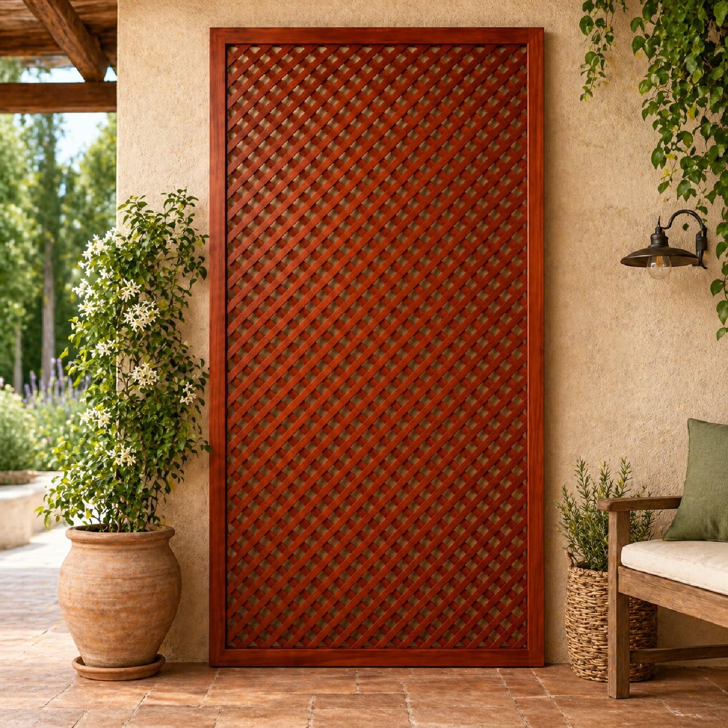 Traliccio Divisorio In Legno Di Pino Per Giardino Balcone E Terrazza Pannello Grigliato Per Piante Rampicanti Privacy Outdoor Design Decorativo 90 x 183 Cm Legno Scuro