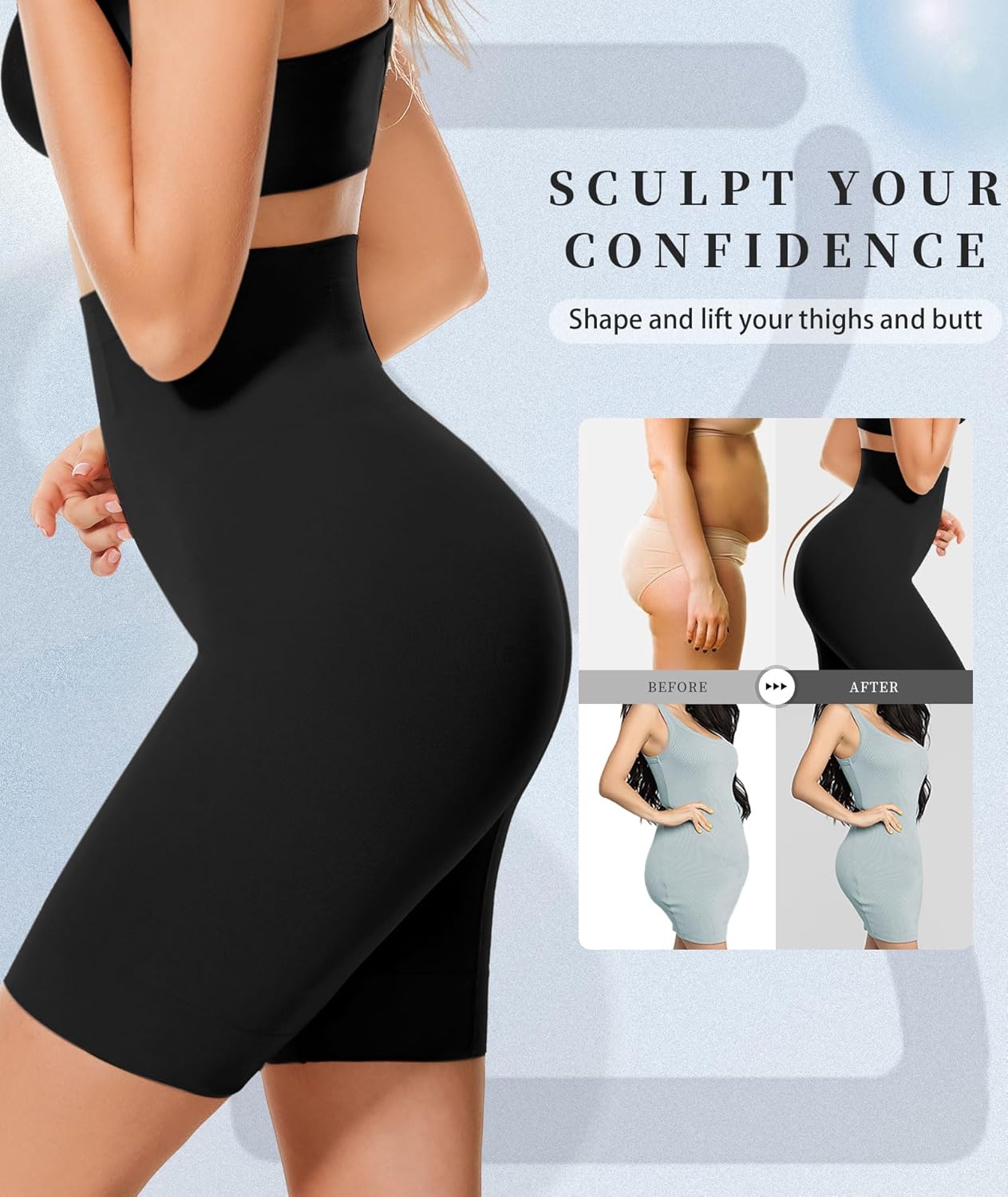 sellto Shapewear Tummy Control High Waisted Body Shaper Shorts Women Smooth Girdles Under Dresses Shorts Thigh Slimmer - Image 3
