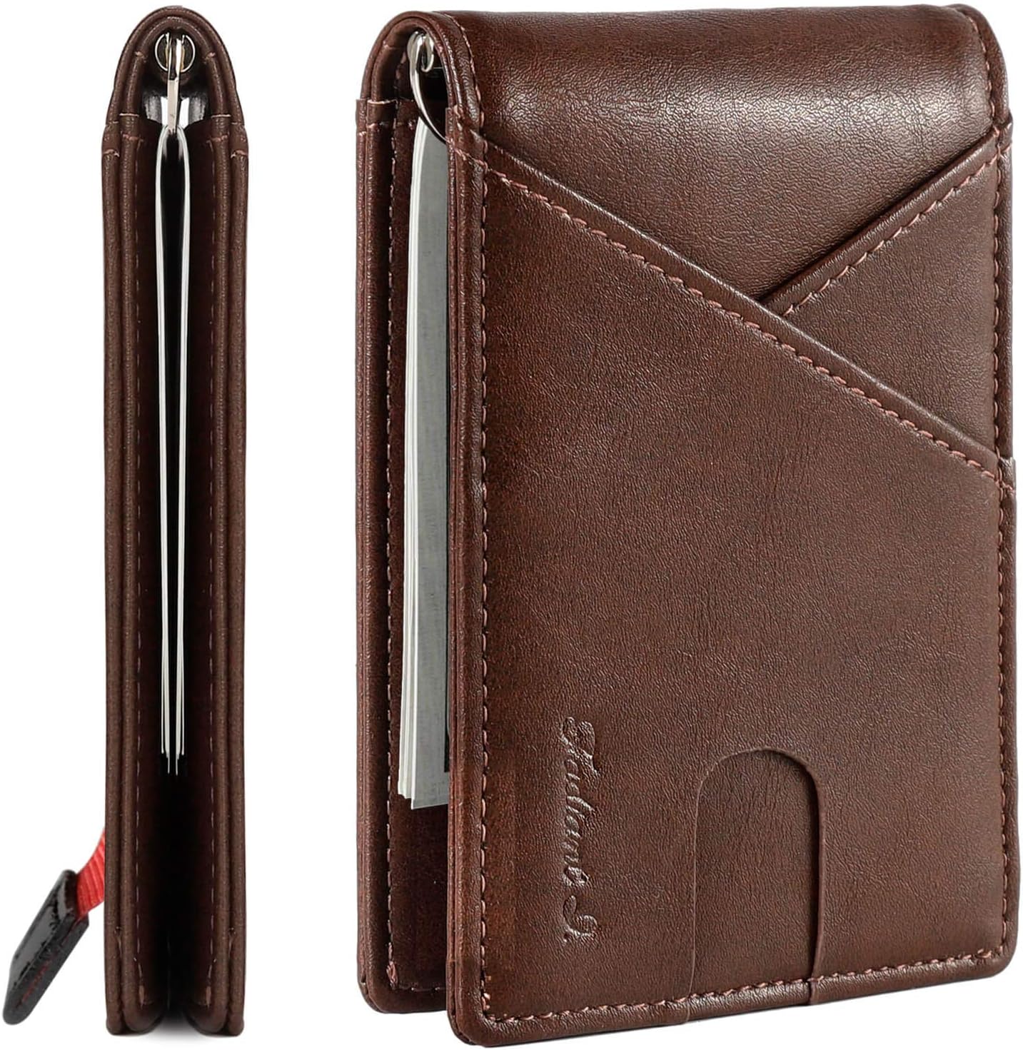 GANSAL Leather Wallet for Men with RFID Blocking, Dark Brown
