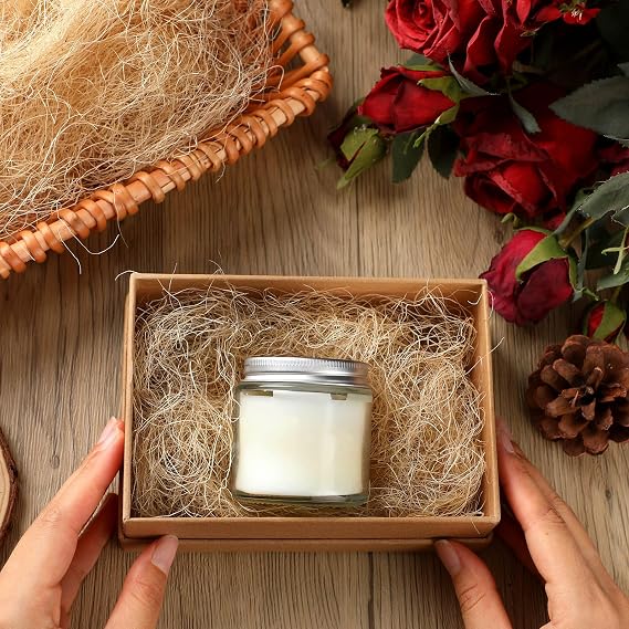 Vincreem 1.1 lb Natural Sisal Fiber for Crafts Box Filling, Decorative Basket Filler, Nest for Birds and Pets, Moss for Indoor Potted Plants, DIY Crafts Gift Box Vase Filling(Brown)