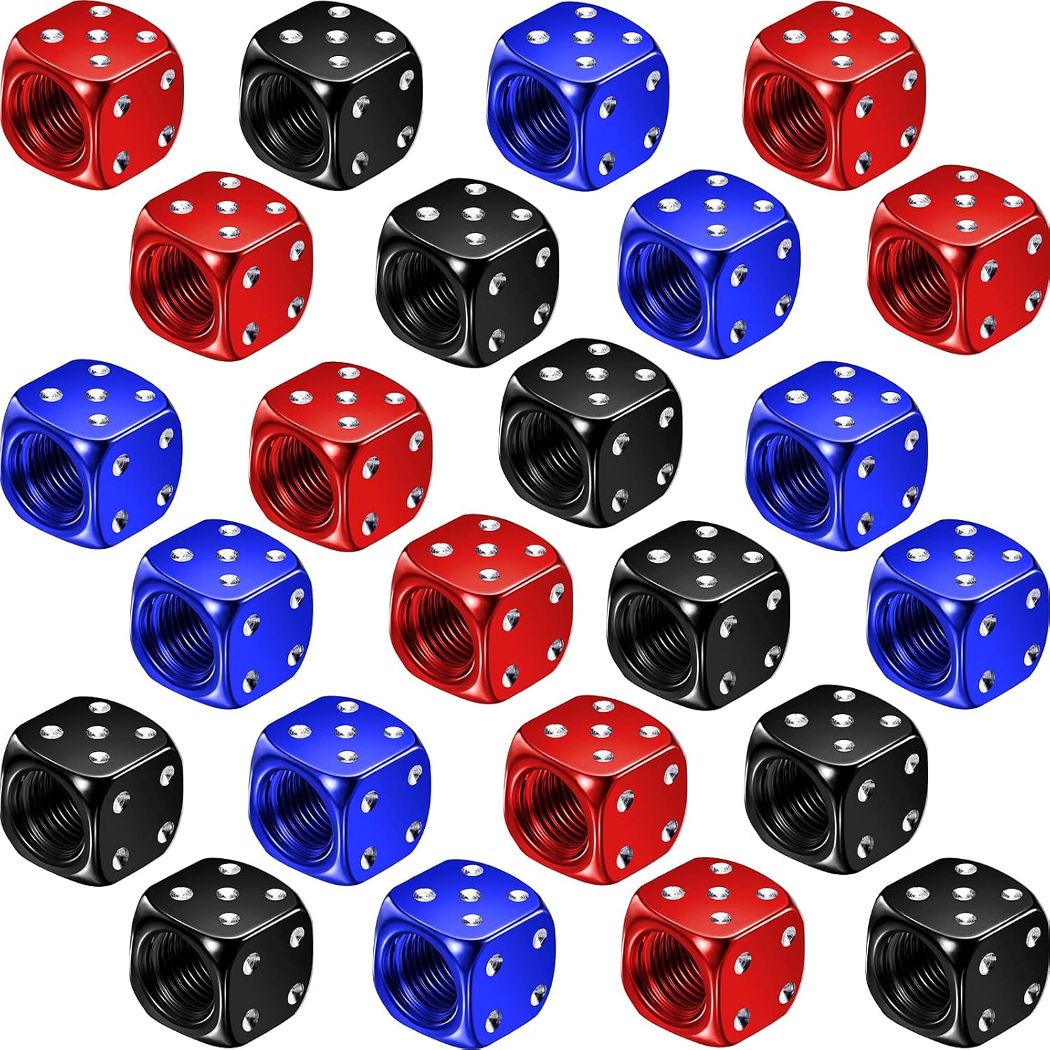 24 Pieces Aluminum Dice Valve Aluminum Dice Style Valve