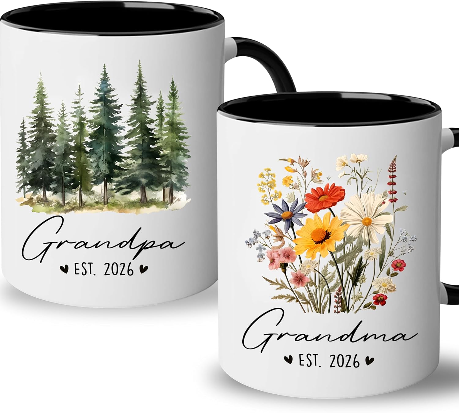 Pregnancy Announcement for Grandparents - Promoted to Grandma and Grandpa Mugs - New Grandparents Gifts First Time 2026 - Grandparents Baby Announcement Accent Set Mugs