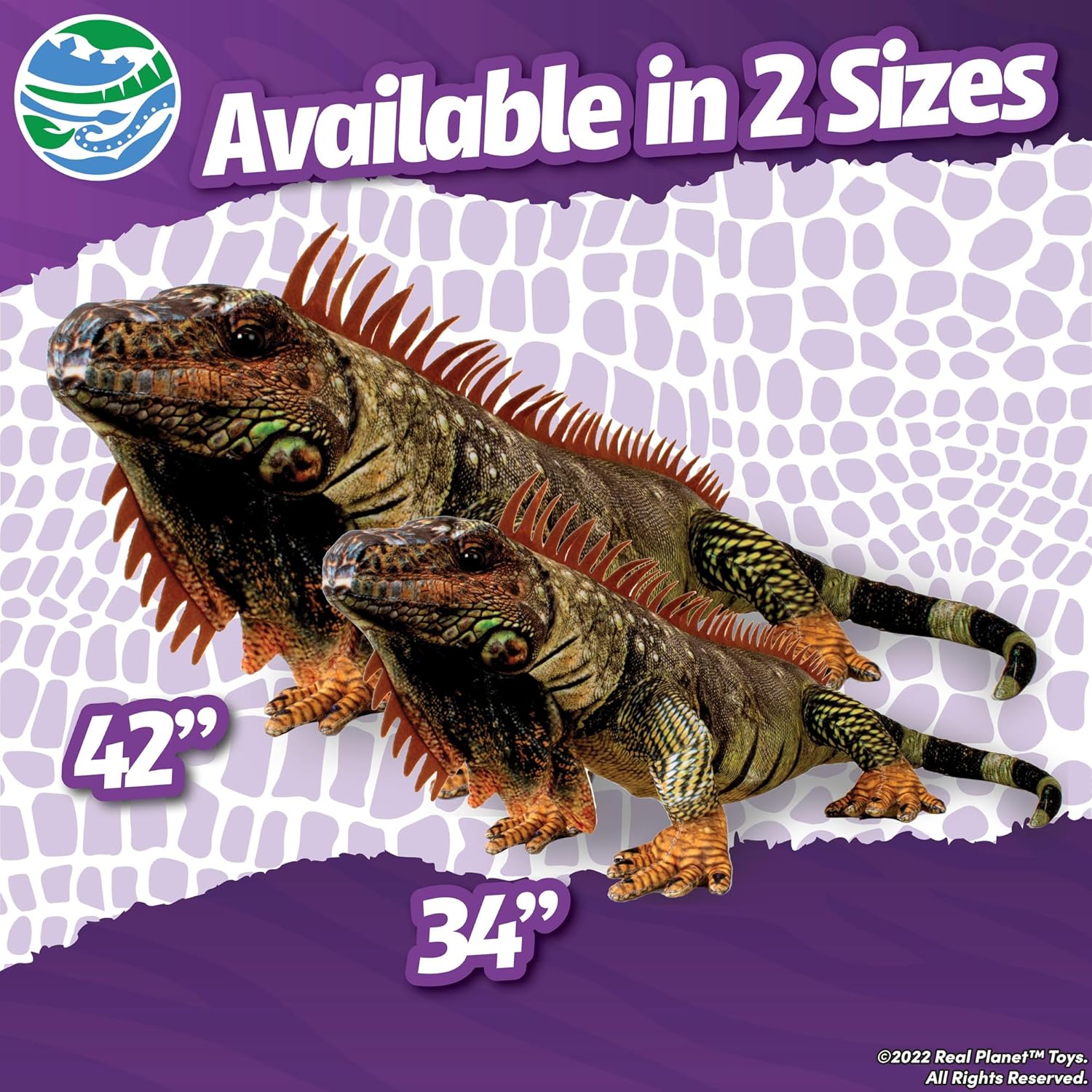 Real Planet 34" Iguana Stuffed Animal - Lizard Stuffed Animals for Kids Toys, Over 2 Feet Giant Iguana Plush Reptile Toy, Large Desert Animal, (Brown 34")