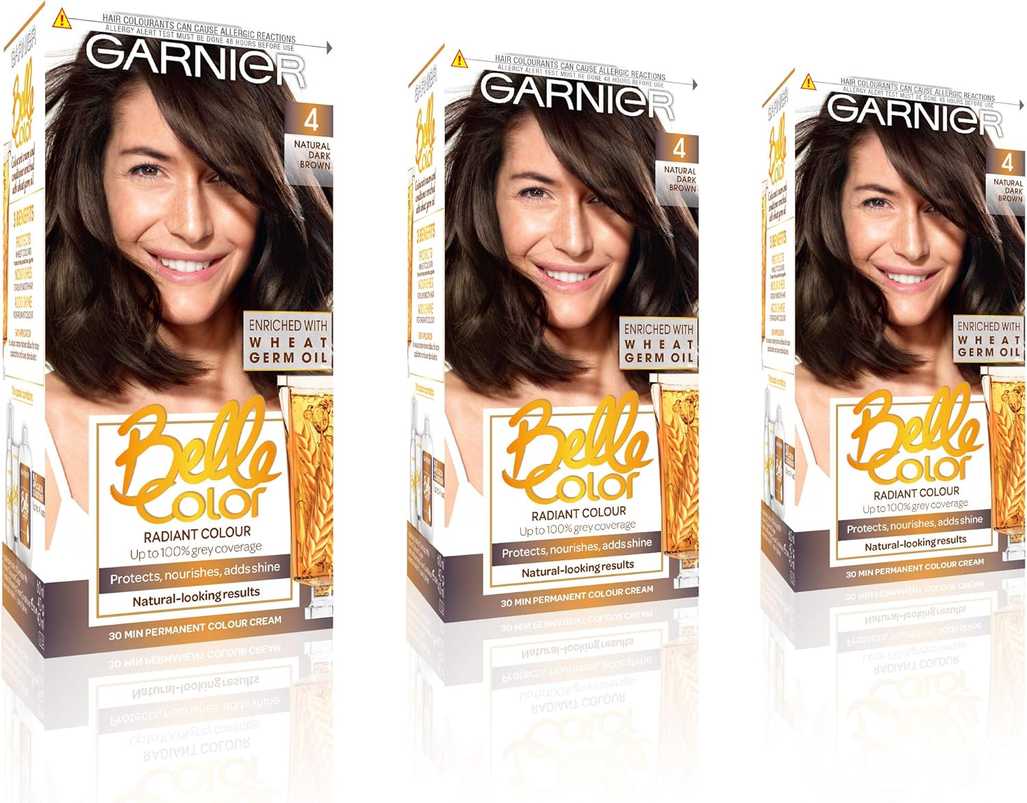Garnier Belle Color Brown Hair Dye Permanent, Natural looking Hair Colour, up to 100% grey coverage – 4 Natural Dark Brown Pack of 3 Garnier Belle Color Brown Hair Dye Permanent, Natural looking Hair Colour, up to 100% grey coverage – 4 Natural Dark Brown Pack of 3