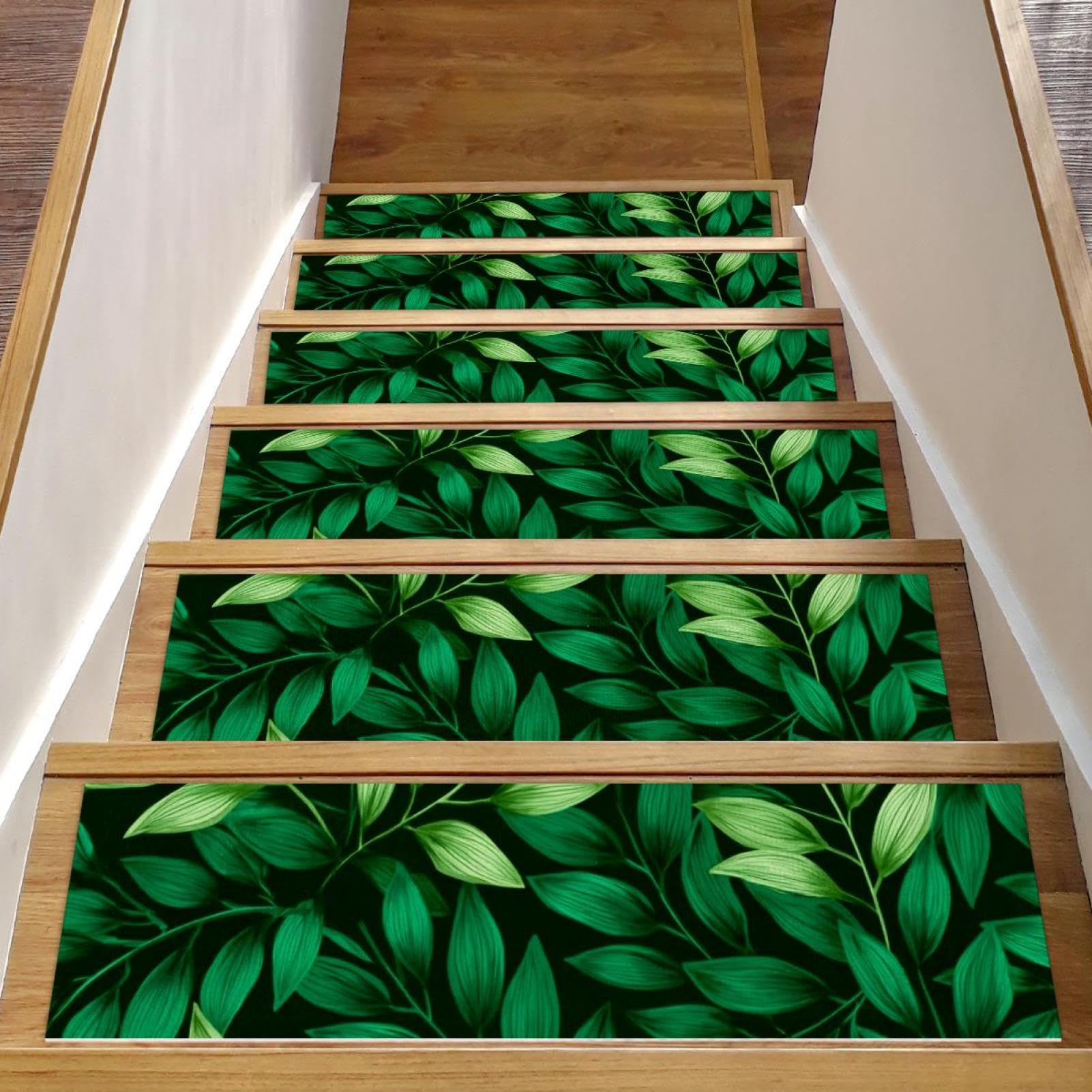 Tapis d'escalier antidérapants Organic Leaf anti-chute pour marches en bois intérieures