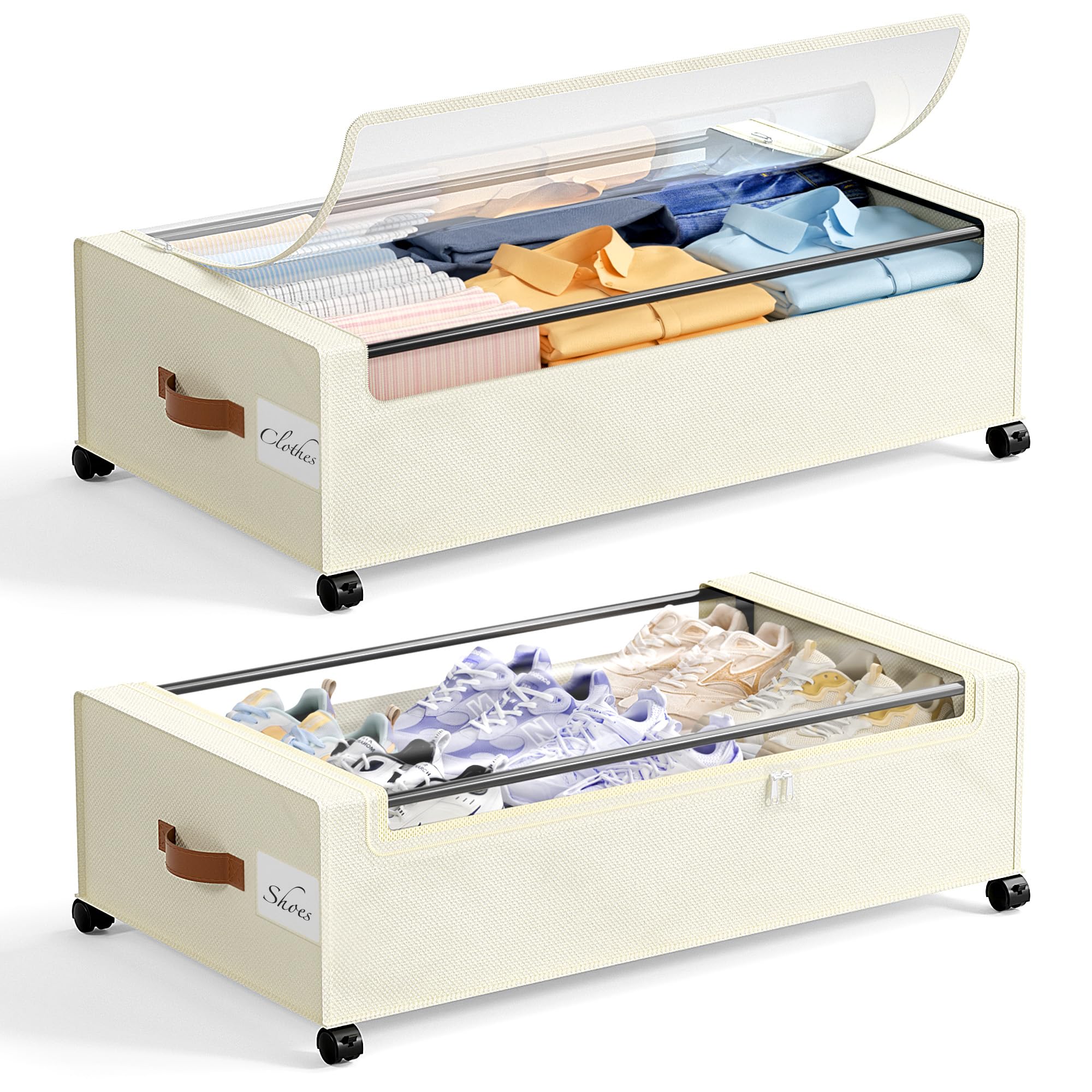 Photo 1 of Yecaye 82L Under Bed Storage Containers (2 Pack, Beige)