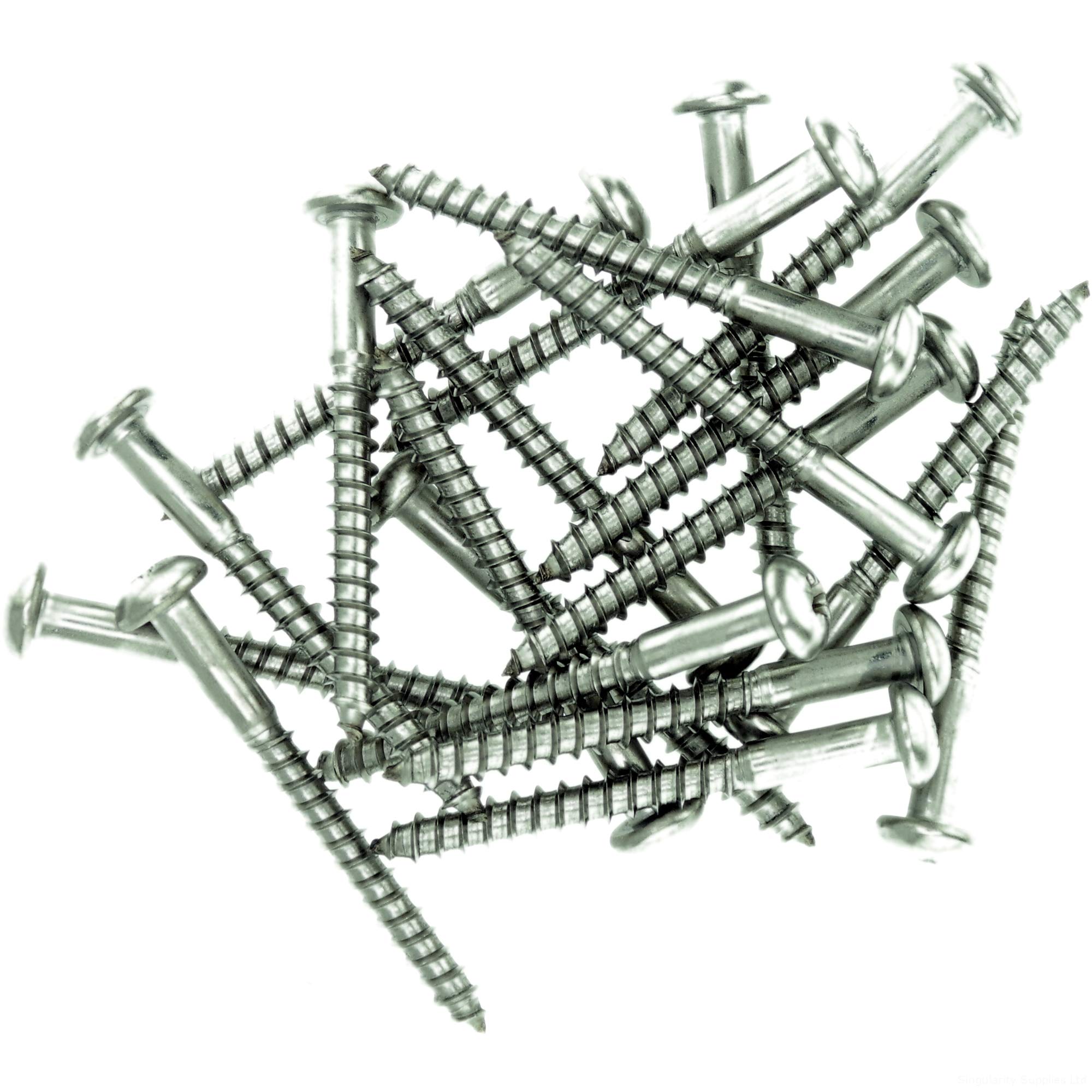 Singularity Supplies No.4 X 0.63 (3Mm X 16Mm) Pozi Raised Countersunk Wood Screw - Stainless Steel (A2) (Pack Of 20)