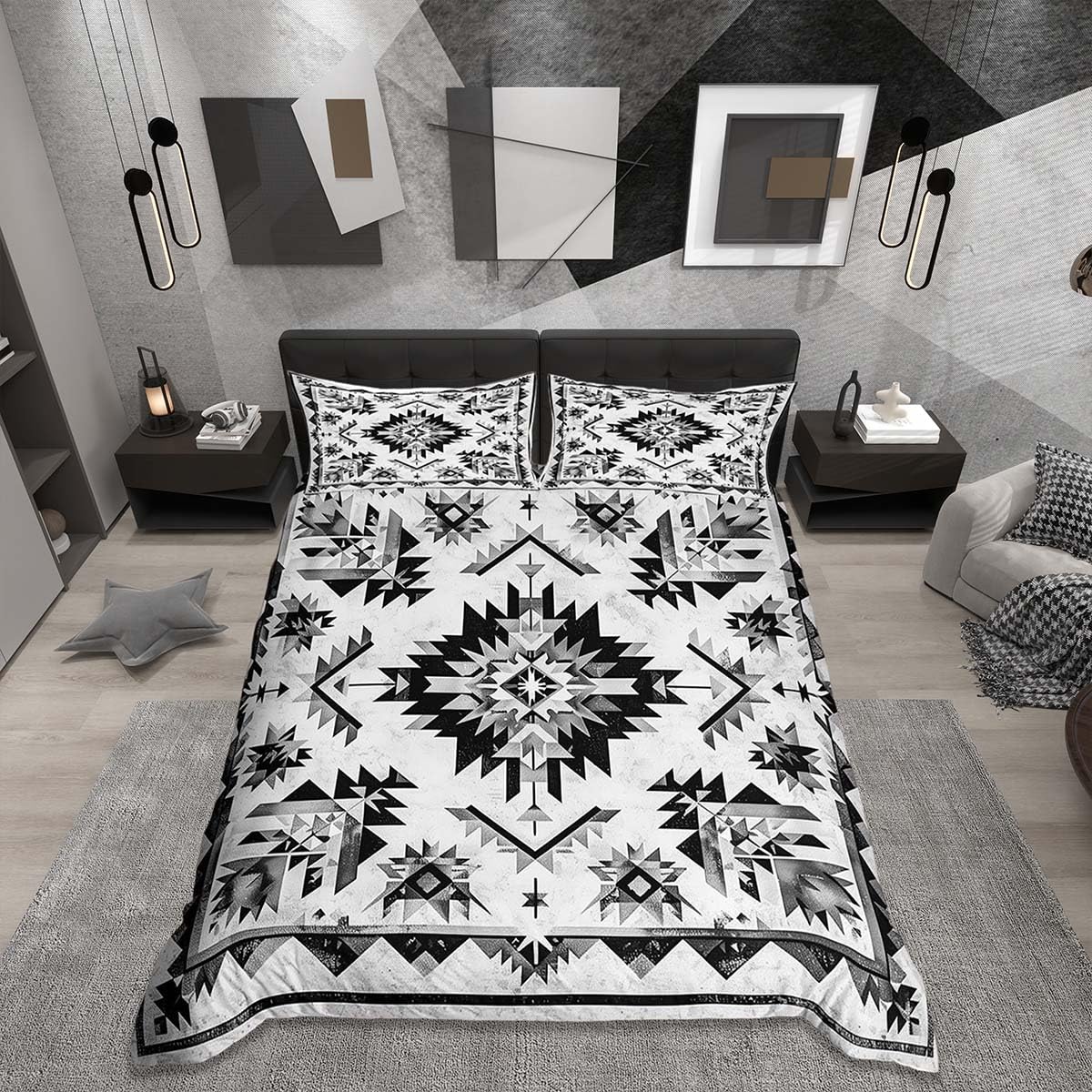 Homemissing Rustic Southwestern Duvet Cover Set Cot Size For Kids Boys Girls Aztec Ethnic Bedding Set Tribal Native American Indian Design Duvet Cover with 1 Pillowcase Geometric Bedding — image 1
