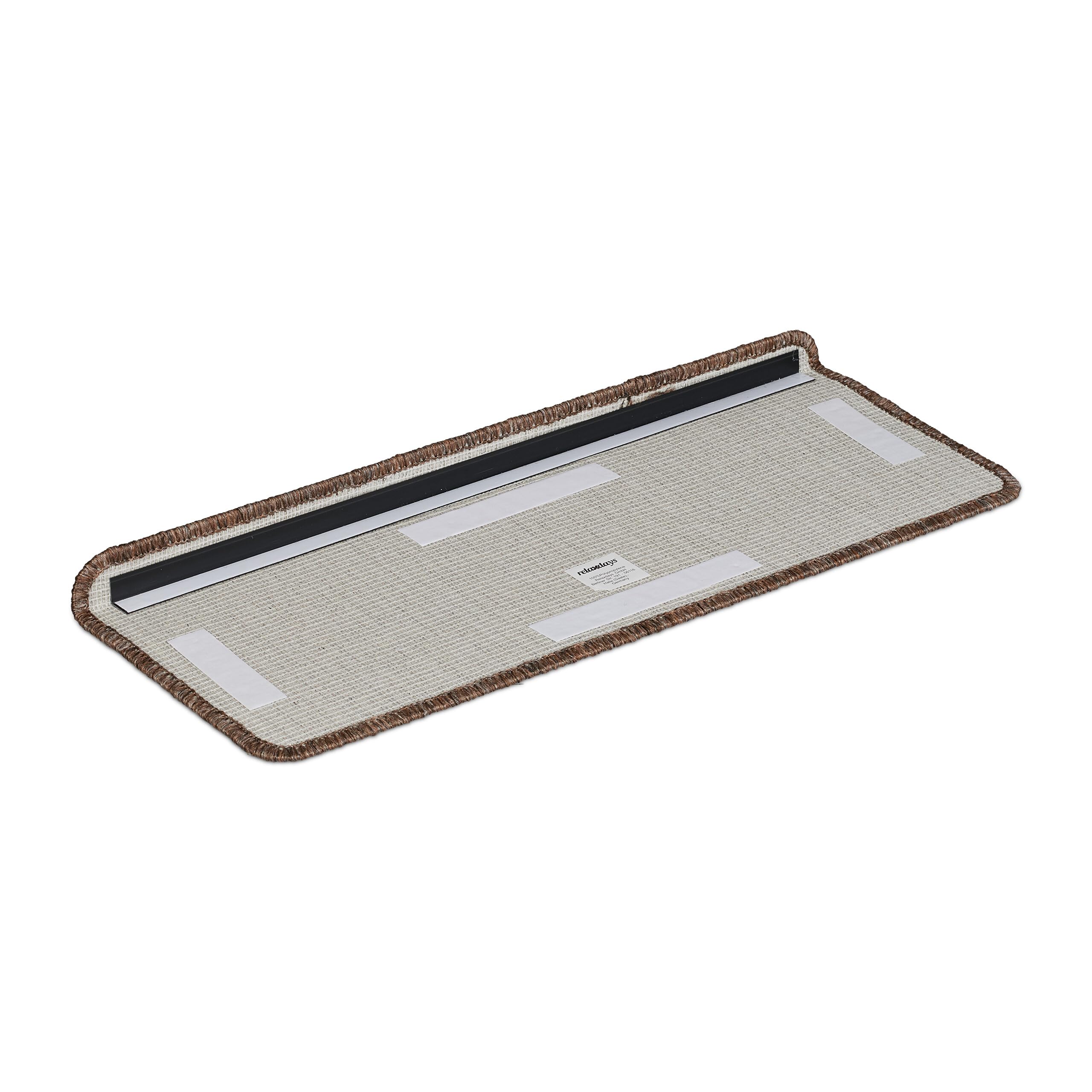 Relaxdays Tappetini Antiscivolo Scale Interne, Set 15 Tappeti Adesivi Gradini, 65x24 cm, Strisce Coprigradini, Marrone