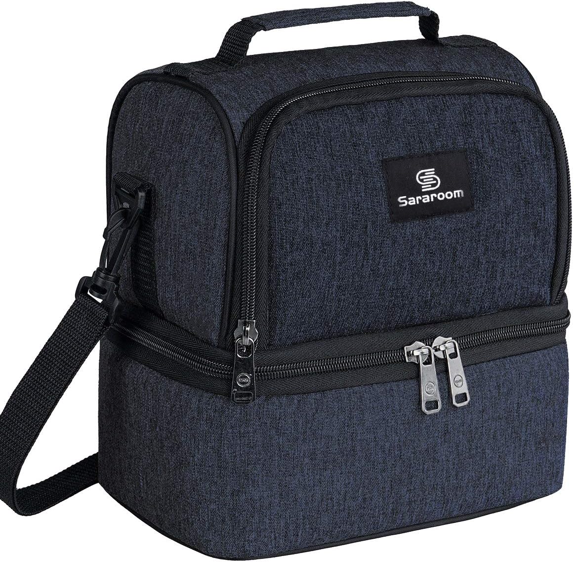 Lunch Bag, Sararoom Insulated Lunch Bag with 10L Big Capacity/2 Compartment/Shoulder Strap, Leakproof Picnic Bag for Girls Boys Kids Women Men, Thermal&Cooler Bag for Office/School/Picnic/Outdoor-10L