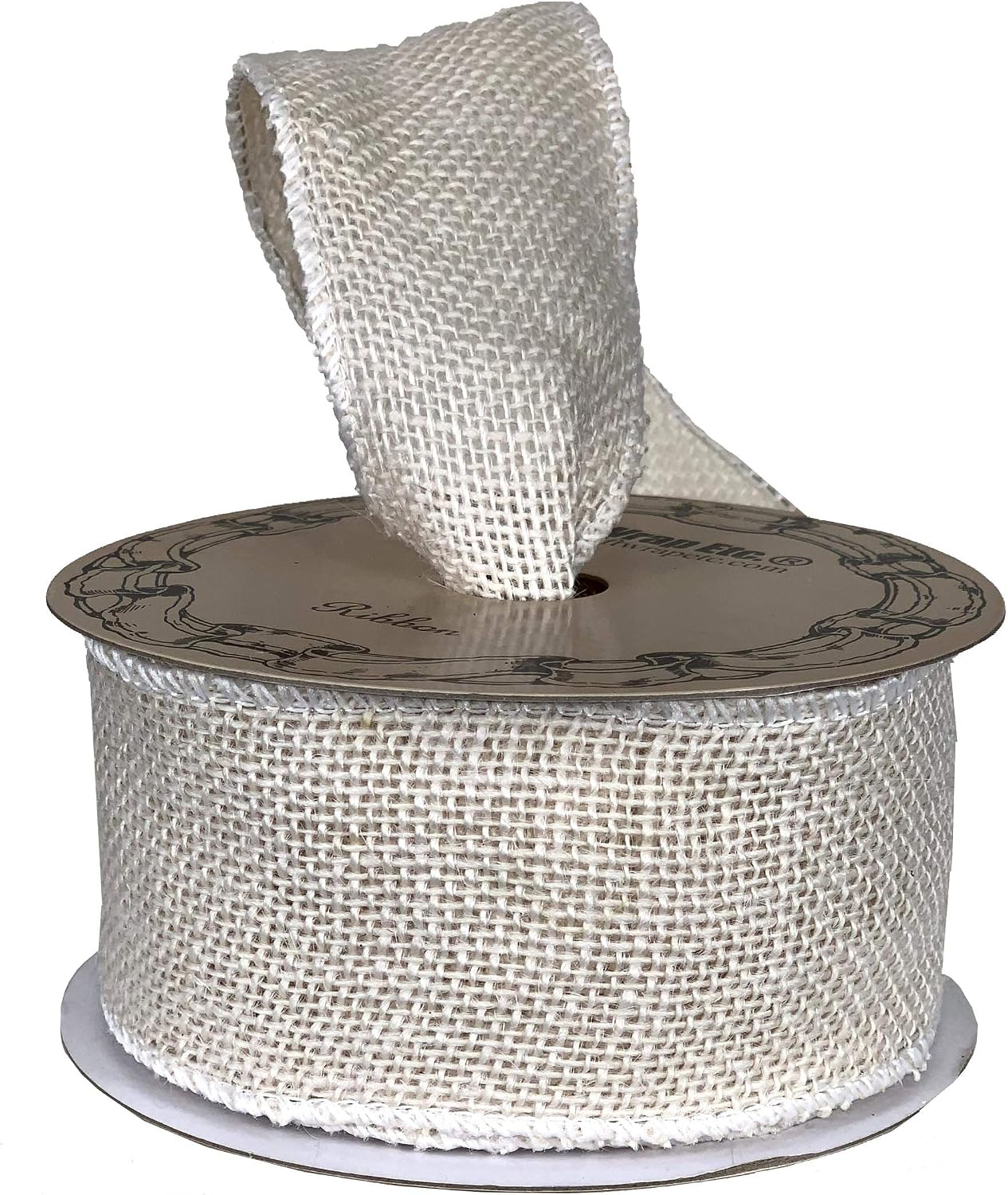 Beige Fabric Burlap Woven Ribbon - 2 1/2" x 10 Yards, Wired Edge, Christmas Tree Ribbon for Crafts, Rustic Jute Wedding Embellishments, Holiday Decor, Wreaths, Garlands, Swags, Thanksgiving, DIY