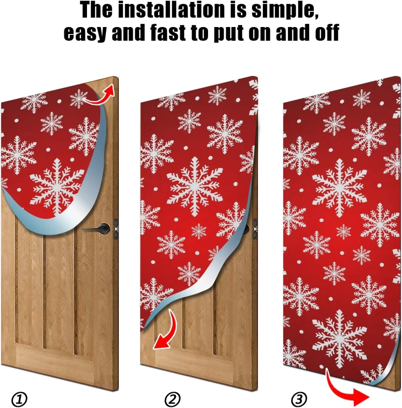 Qilmy Christmas Snowflake Front Door Cover Washable Fabric Door Sign Banner for Home, Yard and Party Decoration, 32 x 79 Inch