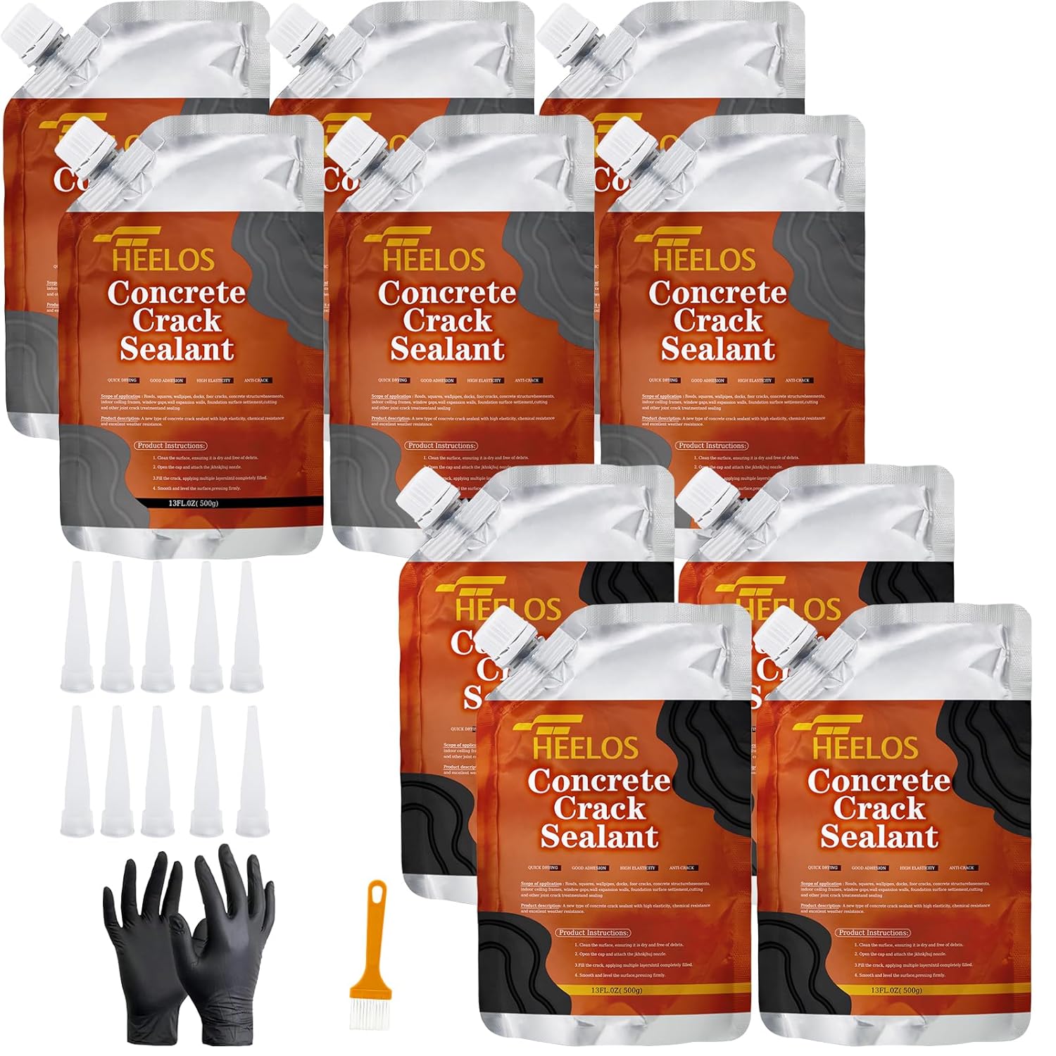 Concrete Crack Filler Grey 6 Pack,and Asphalt Crack Filler Black 4 Pack