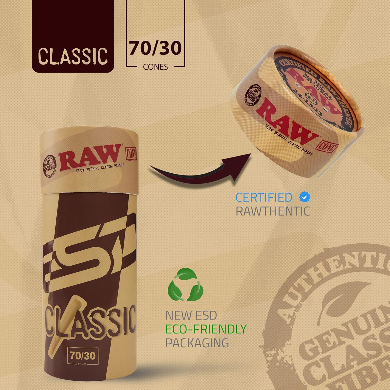 RAW Dogwalker Cones 70/30 Size Prerolls | 102 Pack | Small Sized Rolling Paper Cones - Shorter than 1 1/4 - for Quick Smoking Sessions
