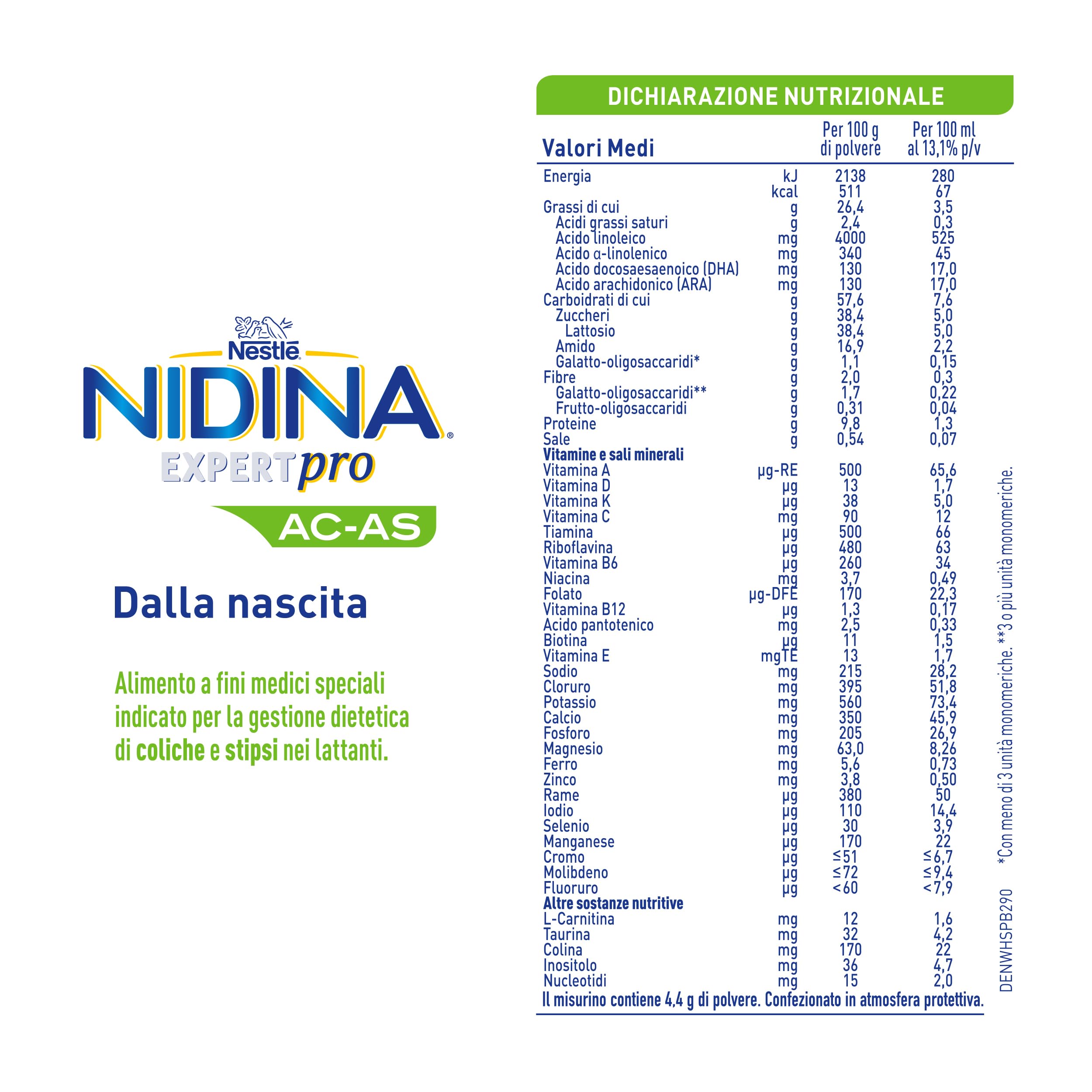 NIDINA EXPERT PRO AC-AS Alimento a fini medici speciali in polvere, Latta 800g