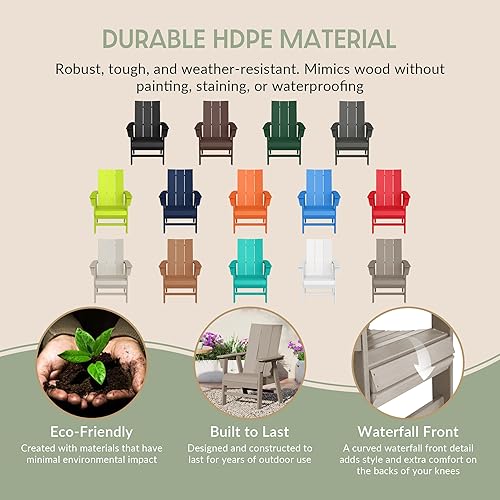 Vista 75 de WestinTrends Malibu Malibu Patio al aire libre HDPE plástico Adirondack silla comedor teca