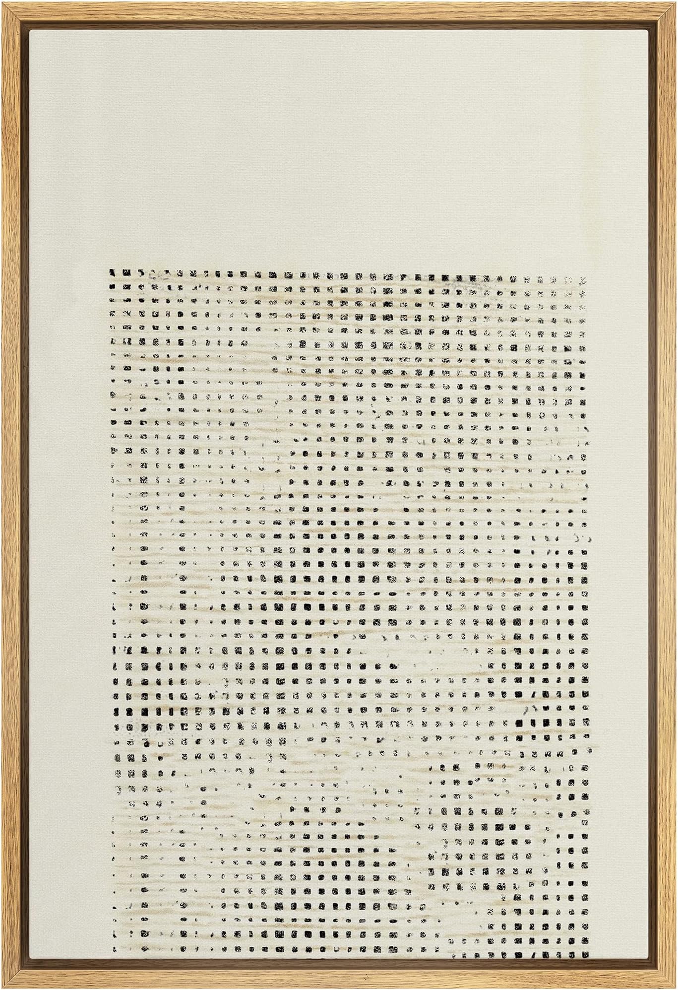 IDEA4WALL Framed Canvas Print Wall Art Distressed Tan Grunge Geometric Pattern Abstract Shapes Illustrations Modern Art Contemporary Relax/Calm for Living Room, Bedroom, Office - 24"x36" Natural