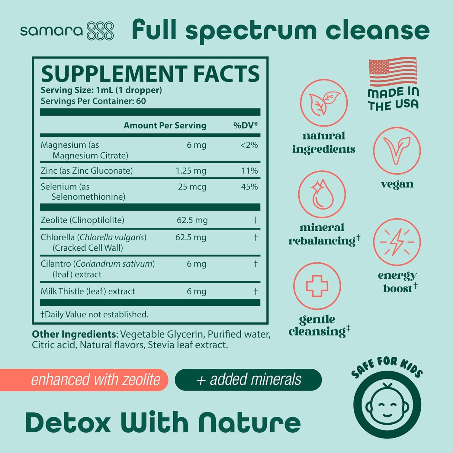 Zeolite Detox for Kids Liquid Drops, Gentle Full-Spectrum Cleanse & Immunity Support with Chlorella, Cilantro Leaf Extract, Milk Thistle, Zinc, Magnesium & Selenium, Mixed Berry Flavor, 60 Servings - Image 6