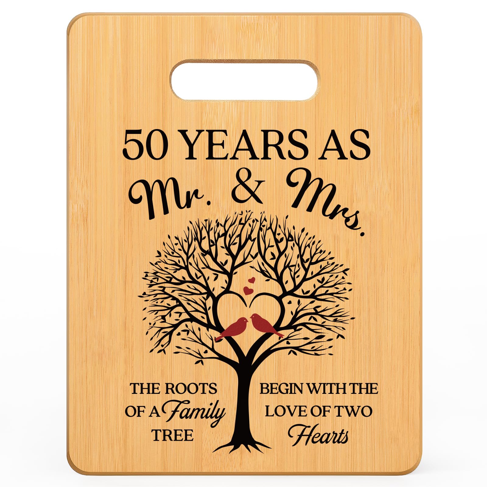 Craftique 50th Anniversary Cutting Board Gifts/Decorations, Romantic 50th Wedding Anniversary Cutting Board Gifts for Couple Parents Husband Wife, 11" x 8.5"