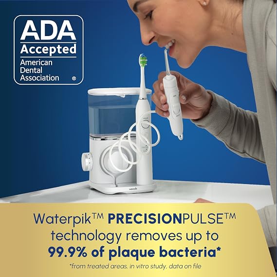 Waterpik Sensonic Complete Care Water Flosser and Rechargeable Electric Toothbrush Combo Set for Teeth Cleaning and Flossing, CC-04, White, Packaging May Vary