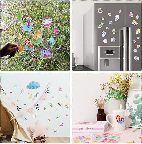 Miniatura 6 de 20 PCS Calcomanías de Gel Grueso de Sirenas Bajo el Mar para Ventanas, Adhesivos de Gel, Calcomanías, Pegatinas para Niños, Niños Pequeños y