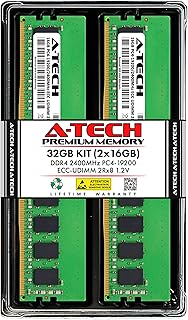 A-Tech Server 32GB Kit (2 x 16GB) 2Rx8 PC4-19200 DDR4 2400MHz ECC Unbuffered UDIMM 288-Pin Dual Rank DIMM 1.2V Workstation Server Memory RAM Upgrade Stick Modules (A-Tech Enterprise Series)