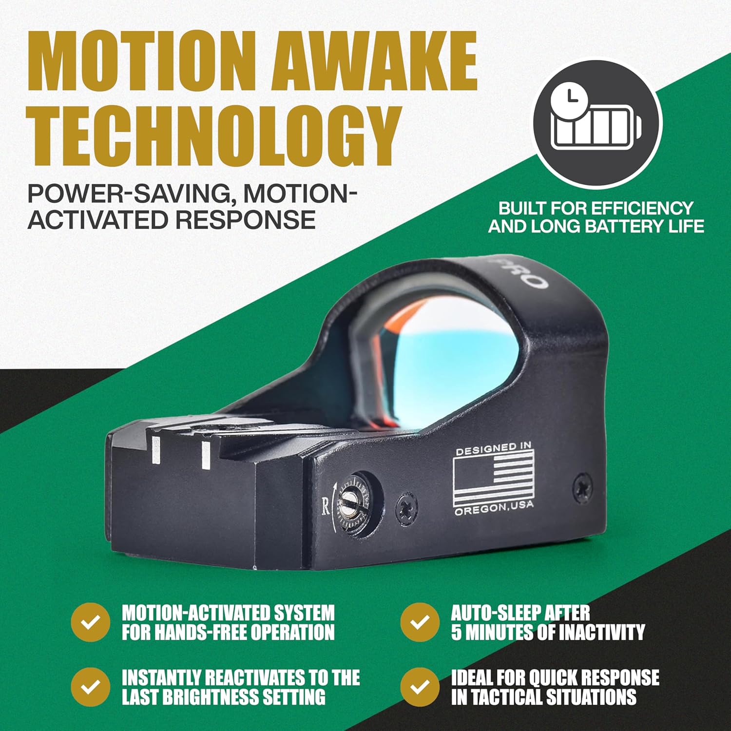 ADE RD3-012PRO Motion Awake (Sensor Activated) System Red Dot with 2MOA Dot and 32 MOA Circle Multi Reticle Reflex Sight for Handgun That is Compatible with Doctor Footprint – Compact Reflex Optic