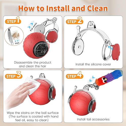 Miniatura 8 de UPSKY Pelota de juguete interactiva para gatos de interior, juguete eléctrico de movimiento automático, juguete de 3 modos de velocidad, juguetes