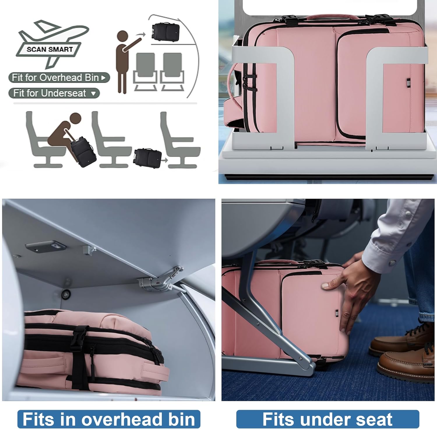 Carry On Travel Backpack, 35L-40L Expandable Extra Large Airline Approved,Lightweight Daypack for Men and Women（Pink） - Image 7