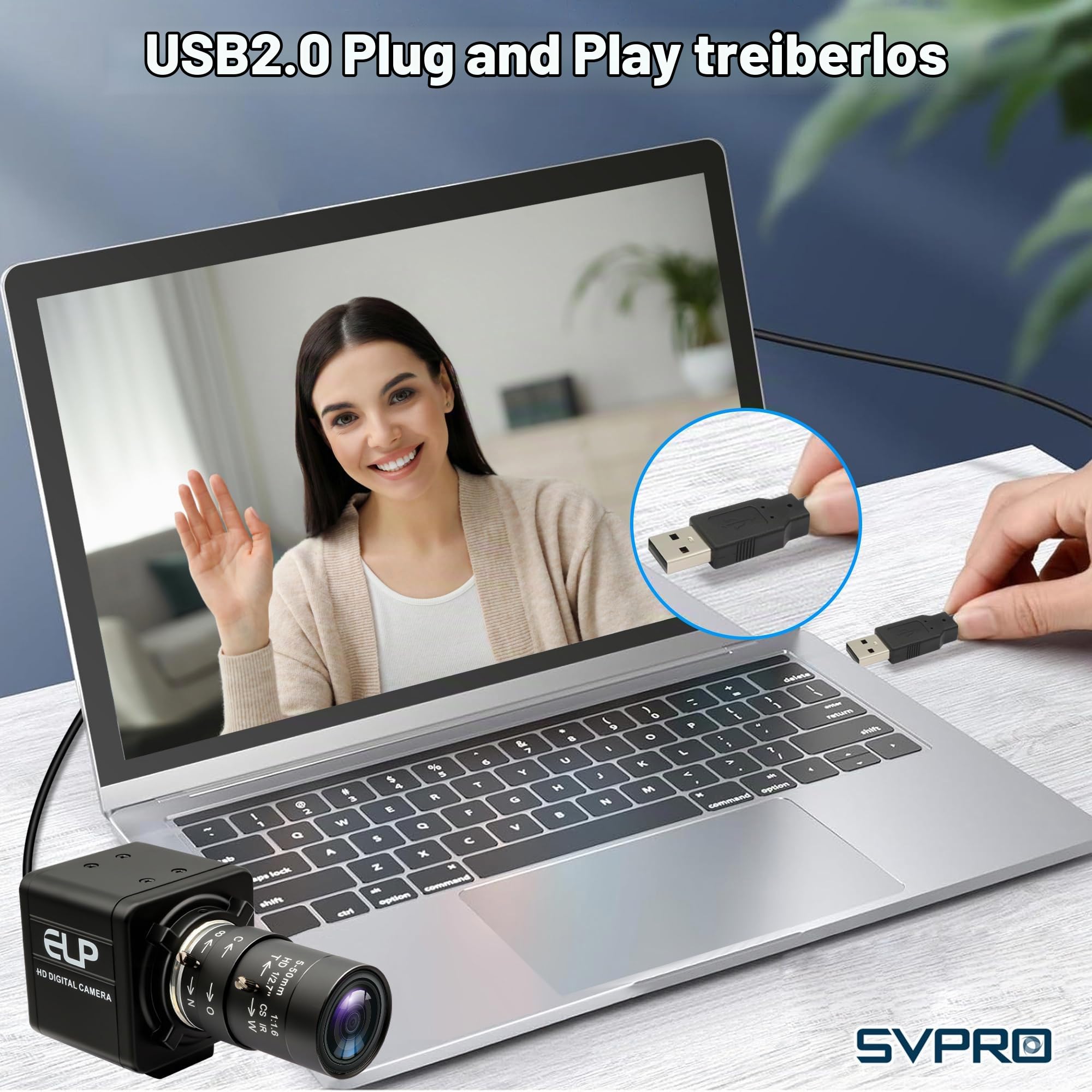 SVPRO 16MP USB Kamera mit Manuellem 5-50mm Objektiv, 10 Fach Optischem Zoom Webcam für PC Laptop, 4656x3496, IMX298 Sensor, UVC Industrielle Bildverarbeitungs Kamera für Windows,Linux,MacOS,Android