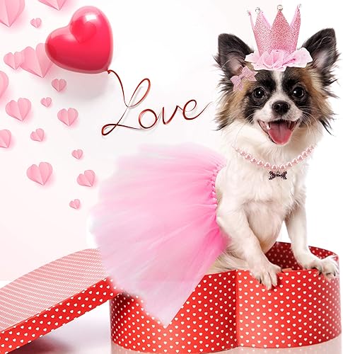 Miniatura 5 de GAGILAND Suministros para fiesta de cumpleaños para perros, disfraz de cumpleaños de perro, tutú rosa para perros, sombrero de cumpleaños de perro,